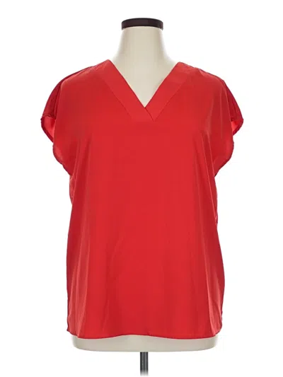 Pre-owned Unbranded Short Sleeve Blouse In Red