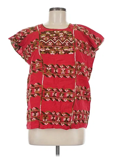 Pre-owned Unbranded Short Sleeve Blouse In Red