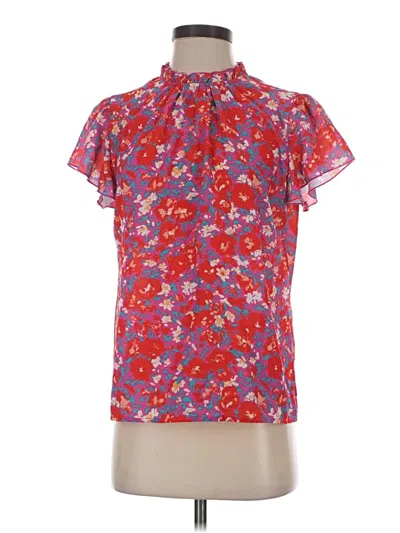 Pre-owned Unbranded Short Sleeve Blouse In Red