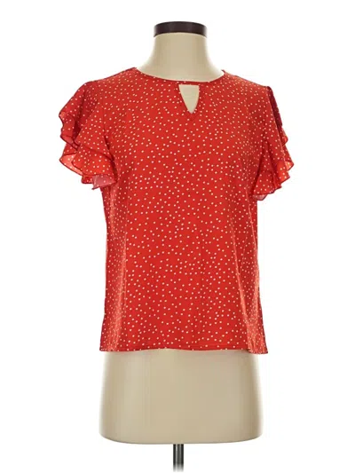 Pre-owned Unbranded Short Sleeve Blouse In Red