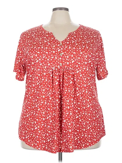 Pre-owned Unbranded Short Sleeve Blouse In Red