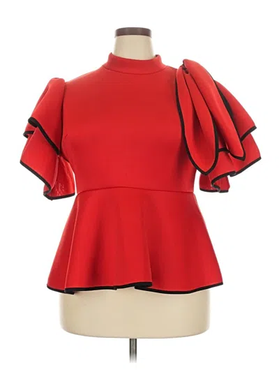 Pre-owned Unbranded Short Sleeve Blouse In Red