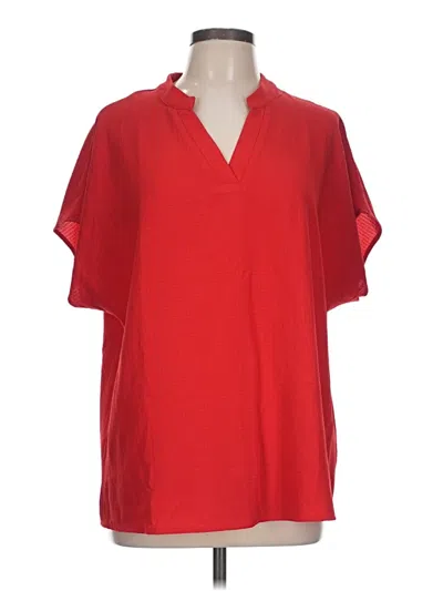 Pre-owned Unbranded Short Sleeve Blouse In Red