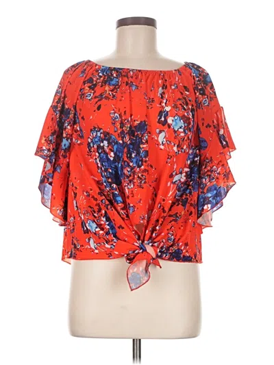 Pre-owned Unbranded Short Sleeve Blouse In Red