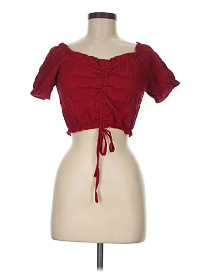 Pre-owned Unbranded Short Sleeve Blouse In Red