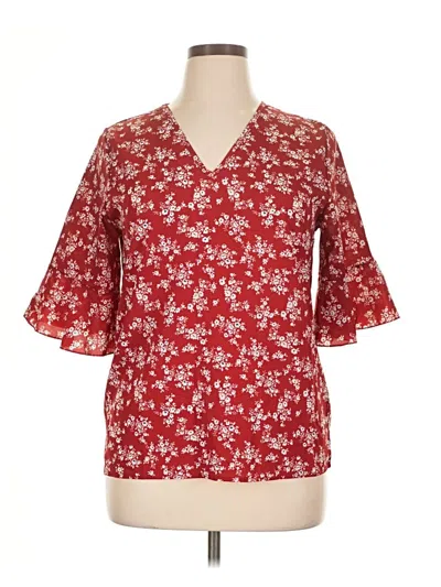 Pre-owned Unbranded Short Sleeve Blouse In Red
