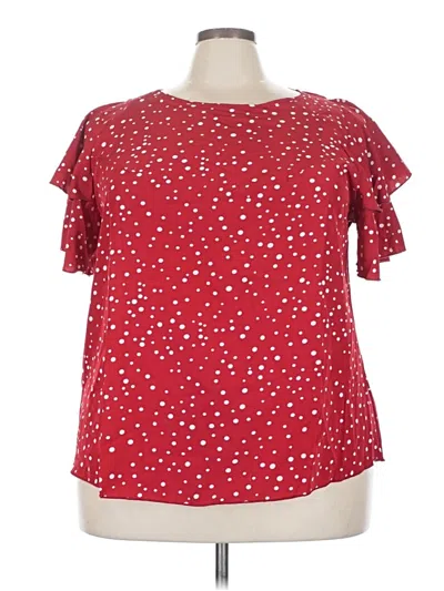 Pre-owned Unbranded Short Sleeve Blouse In Red