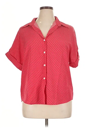 Pre-owned Unbranded Short Sleeve Blouse In Red