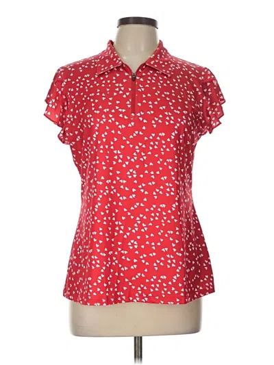 Pre-owned Unbranded Short Sleeve Blouse In Red