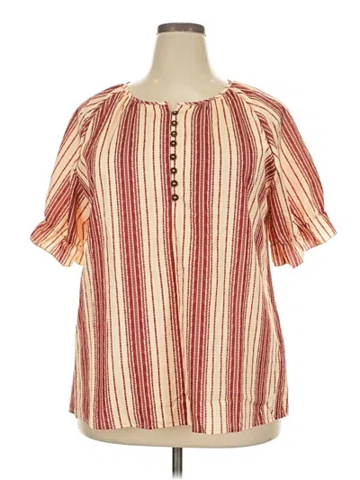 Pre-owned Unbranded Short Sleeve Blouse In Red