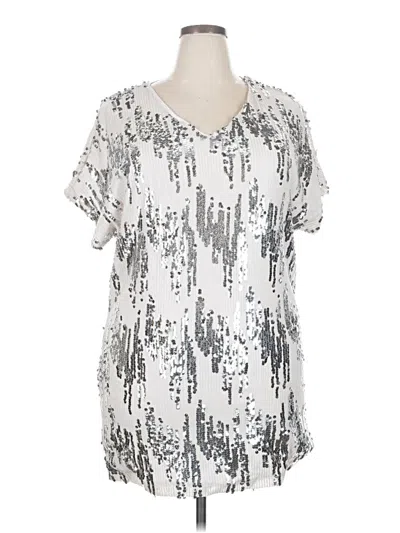 Pre-owned Unbranded Short Sleeve Blouse In Silver