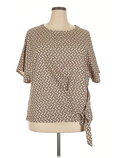 Pre-owned Unbranded Short Sleeve Blouse In Tan