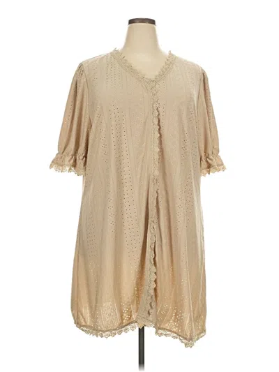 Pre-owned Unbranded Short Sleeve Blouse In Tan