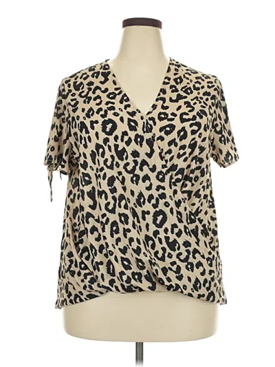 Pre-owned Unbranded Short Sleeve Blouse In Tan