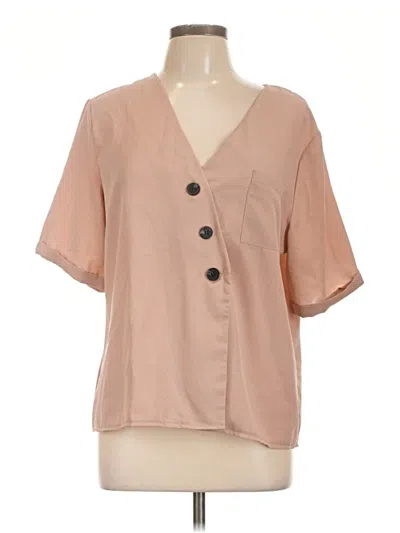 Pre-owned Unbranded Short Sleeve Blouse In Tan