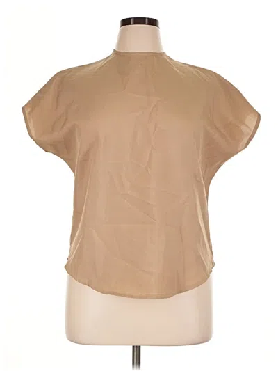 Pre-owned Unbranded Short Sleeve Blouse In Tan