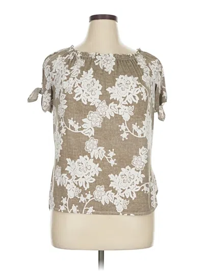 Pre-owned Unbranded Short Sleeve Blouse In Tan