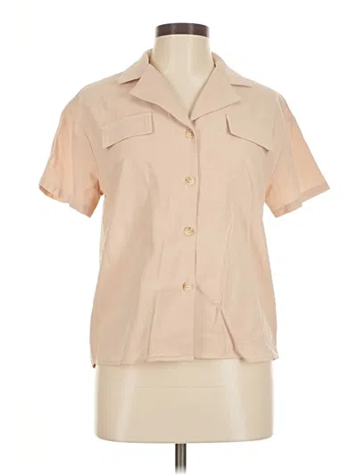 Pre-owned Unbranded Short Sleeve Blouse In Tan