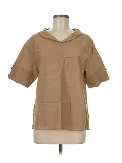 Pre-owned Unbranded Short Sleeve Blouse In Tan