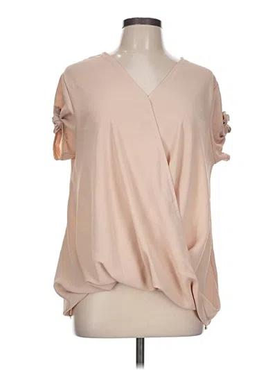 Pre-owned Unbranded Short Sleeve Blouse In Tan