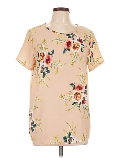 Pre-owned Unbranded Short Sleeve Blouse In Tan
