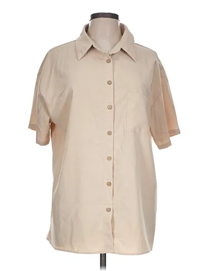 Pre-owned Unbranded Short Sleeve Blouse In Tan