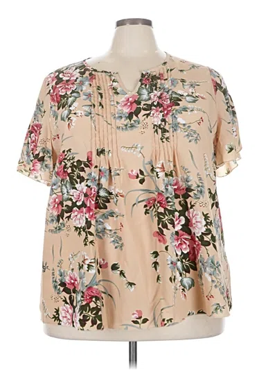 Pre-owned Unbranded Short Sleeve Blouse In Tan
