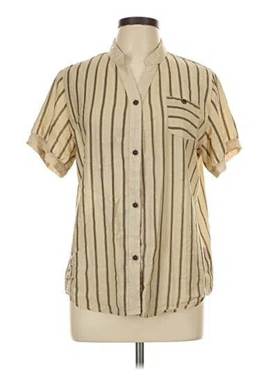 Pre-owned Unbranded Short Sleeve Blouse In Tan
