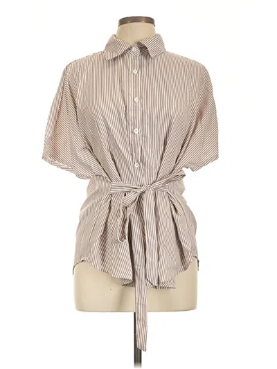 Pre-owned Unbranded Short Sleeve Blouse In Tan
