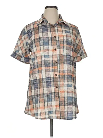 Pre-owned Unbranded Short Sleeve Blouse In Tan