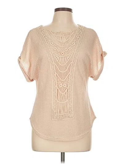 Pre-owned Unbranded Short Sleeve Blouse In Tan