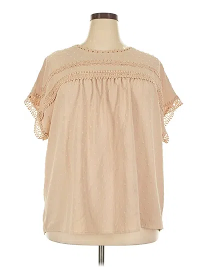 Pre-owned Unbranded Short Sleeve Blouse In Tan