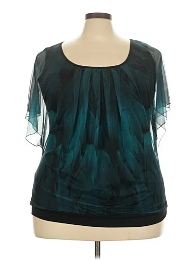 Pre-owned Unbranded Short Sleeve Blouse In Teal