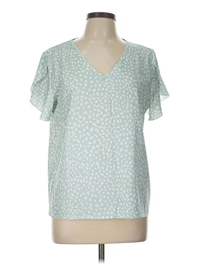 Pre-owned Unbranded Short Sleeve Blouse In Teal