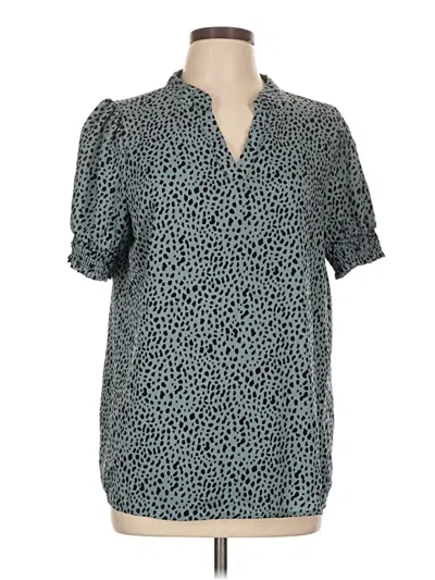 Pre-owned Unbranded Short Sleeve Blouse In Teal