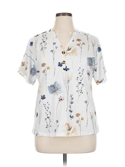 Pre-owned Unbranded Short Sleeve Blouse In White