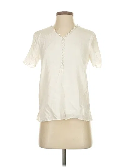 Pre-owned Unbranded Short Sleeve Blouse In White