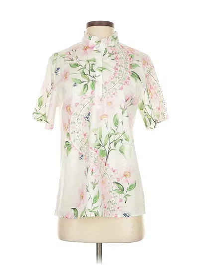 Pre-owned Unbranded Short Sleeve Blouse In White