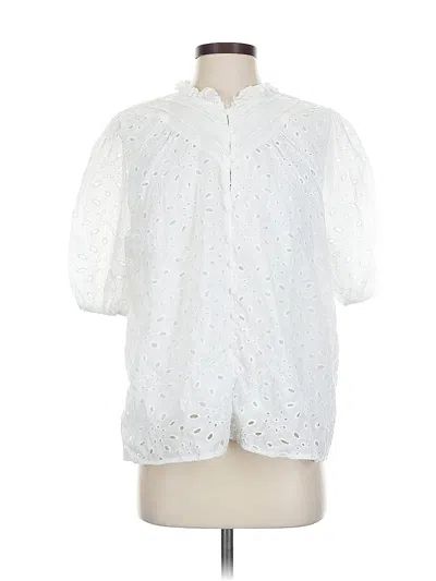 Pre-owned Unbranded Short Sleeve Blouse In White