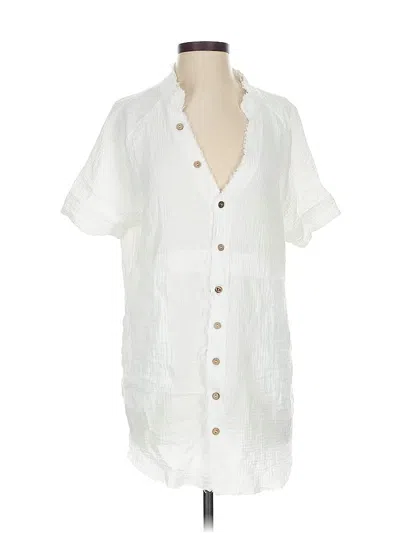 Pre-owned Unbranded Short Sleeve Blouse In White