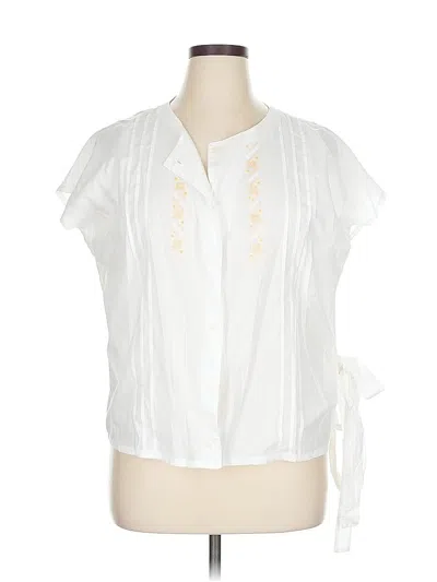 Pre-owned Unbranded Short Sleeve Blouse In White