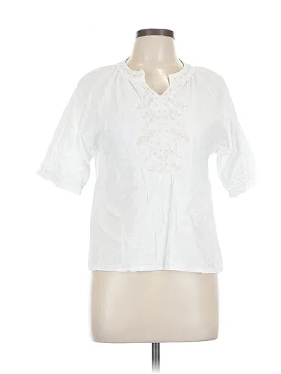 Pre-owned Unbranded Short Sleeve Blouse In White