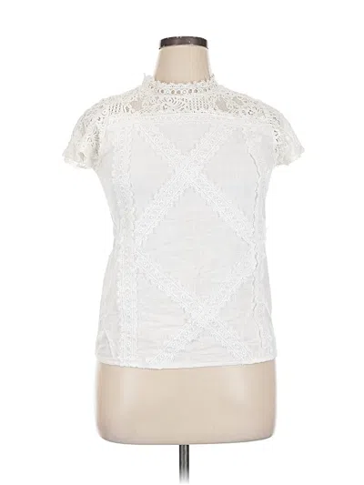 Pre-owned Unbranded Short Sleeve Blouse In White