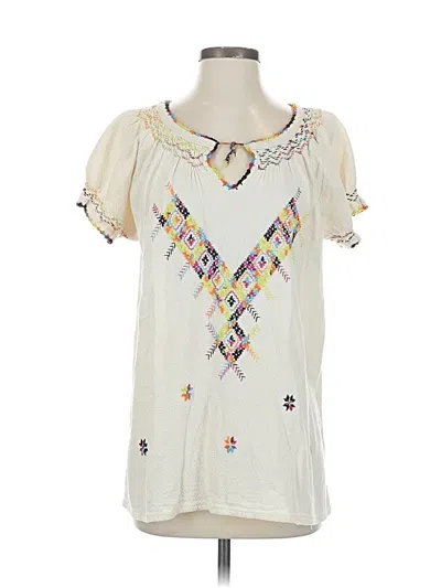 Pre-owned Unbranded Short Sleeve Blouse In White