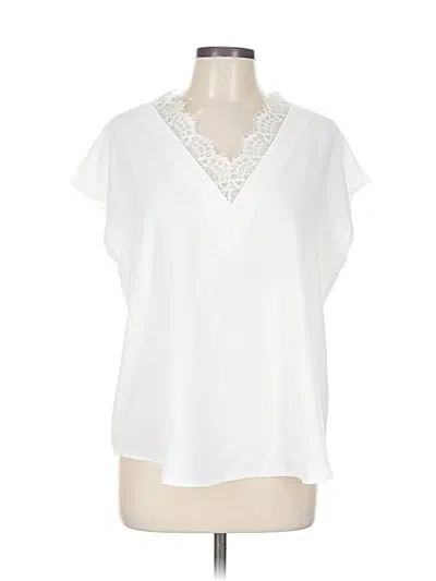 Pre-owned Unbranded Short Sleeve Blouse In White