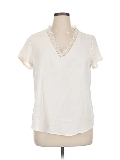 Pre-owned Unbranded Short Sleeve Blouse In White