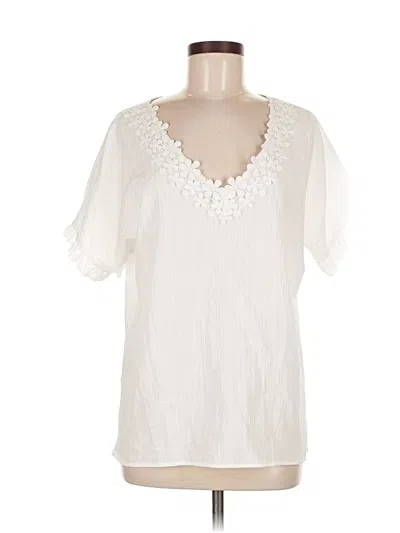 Pre-owned Unbranded Short Sleeve Blouse In White