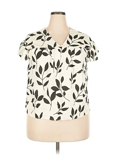 Pre-owned Unbranded Short Sleeve Blouse In White