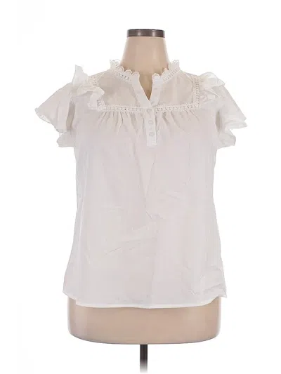 Pre-owned Unbranded Short Sleeve Blouse In White