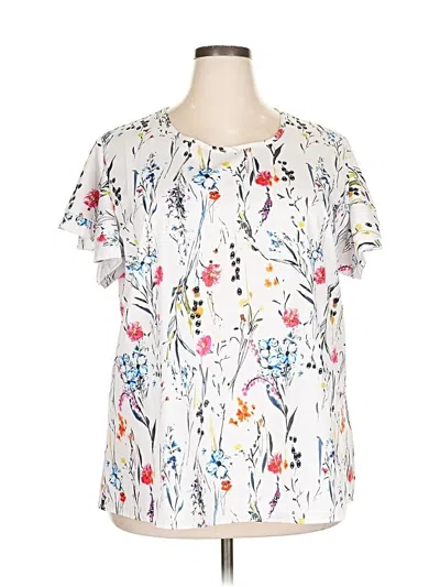 Pre-owned Unbranded Short Sleeve Blouse In White